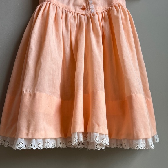 Vintage 1950’s Peach Pink Ruffled Little Girls Party Dress W/ Puff Sleeves Sz 4 - Picture 2 of 5